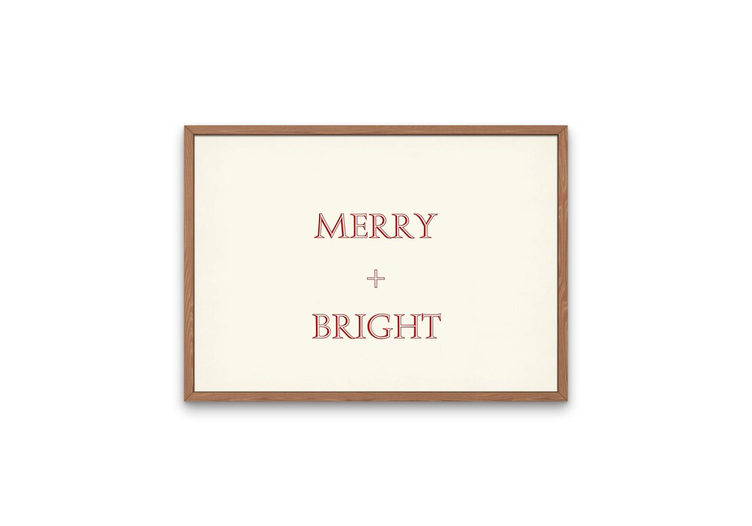 Christmas Wall Art Merry and Bright Christmas Print Christmas Quote