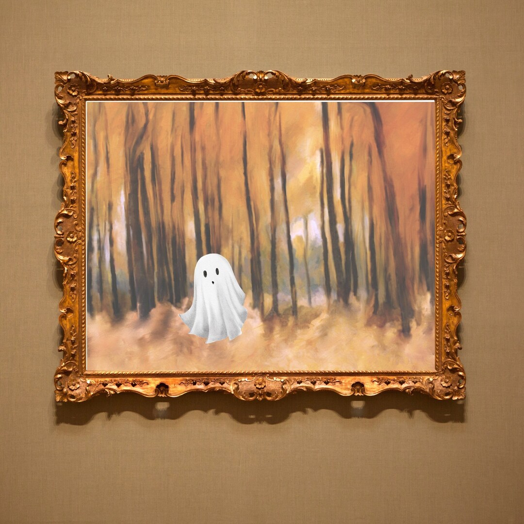 Vintage Halloween Wall Art Fall Ghost Digital Wall Art Etsy