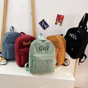 Personalized embroidered backpack, kids backpack personalized, custom name backpack, embroidered backpack adult, Corduroy Backpack kids