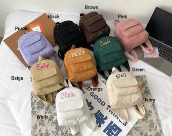 Personalized MINI embroidered backpack, mini backpack toddler, custom name backpack, embroidered backpack mini, Corduroy Backpack kids
