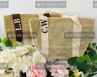 Personalized woven bag, custom name mini straw bag, tote bags, personalized bridesmaid tote bag, bridesmaid woven bag, custom name jute bag