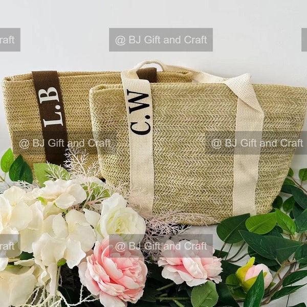 Personalized woven bag, custom name mini straw bag, tote bags, personalized bridesmaid tote bag, bridesmaid woven bag, custom name jute bag