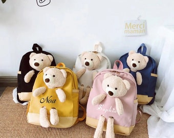 Personalized teddy bear backpack, custom name backpack,toddler backpack, kids bag teddy bear, teddy bear bag, kids bag personalzied