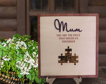 Personalized mother's day puzzle sign, Mother's day gift,Jigsaw in frame gift, Wood Puzzle piece frame, wood puzzle sign frames, custom gift