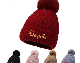 Cappello ricamato personalizzato per bambino, cappello per bambini lavorato a maglia, cappello lavorato a maglia ricamato, cappello lavorato a maglia per bambino, berretto lavorato a maglia per bambino