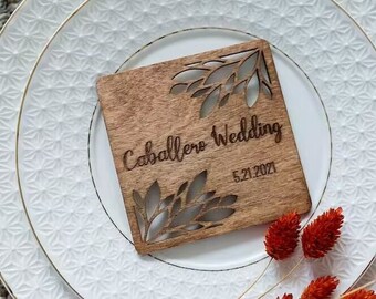 Personalised wood coaster | Wedding reception gifts | Custom wood coaster | Bridesmaids gift | Personalised coaster | Square coaster