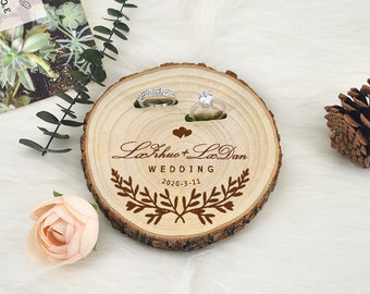 Natural wood ring holder | Rustic ring bearer | Wedding ring wood boxes | Real wood ring holder | Wood ring plate | Wedding ring dish