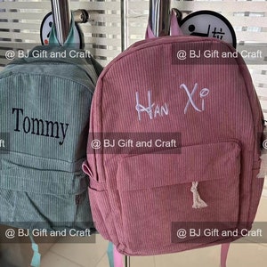 Personalized embroidered kids backpack, kids backpack personalized, custom name backpack, embroidered backpack adult, Corduroy Backpack kids image 10