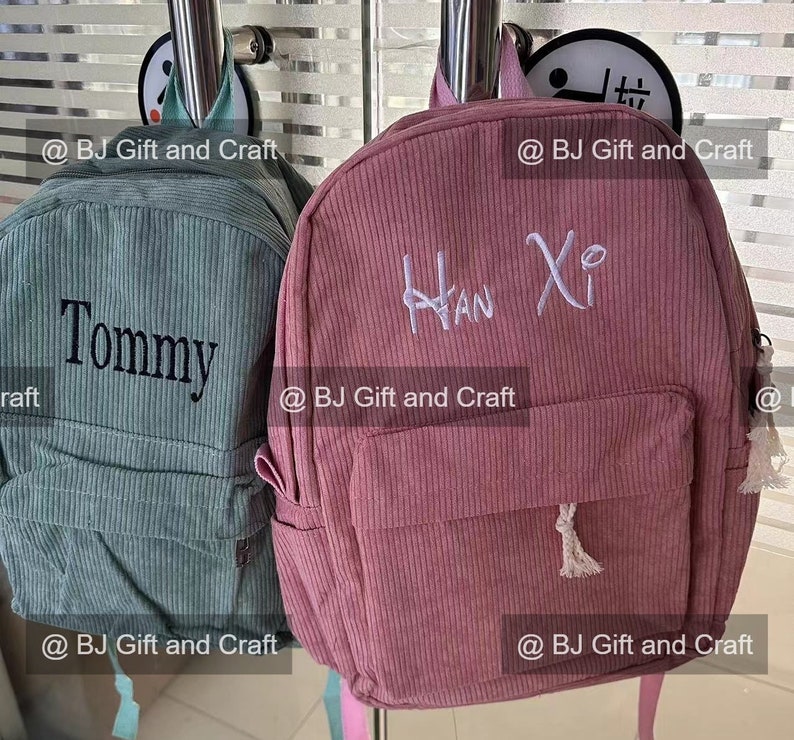 Personalized embroidered kids backpack, kids backpack personalized, custom name backpack, embroidered backpack adult, Corduroy Backpack kids image 10