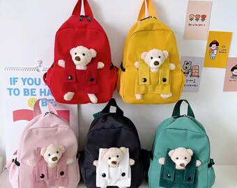 Personalized teddy bear backpack,custom kid backpack,custom name backpack,toddler backpack,custom backpack for kids,school bag toddler