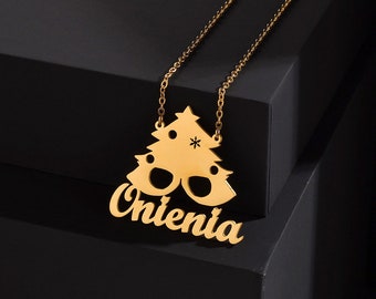 Pendentif de Noël personnalisé, collier pendentif prénom, breloque pendentif prénom, collier prénom personnalisé, collier de Noël, collier prénom personnalisé