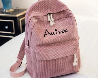 Personalized embroidered kids backpack, kids backpack personalized, custom name backpack, embroidered backpack adult, Corduroy Backpack kids