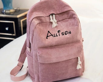 Mochila infantil bordada personalizada, mochila para niños personalizada, mochila con nombre personalizado, mochila bordada para adulto, Mochila Corduroy para niños