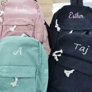 Personalized embroidered kids backpack, kids backpack personalized, custom name backpack, embroidered backpack adult, Corduroy Backpack kids image 2