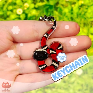 Milk Snake Keychain – Cute Acrylic Reptile Gift by Woofendi