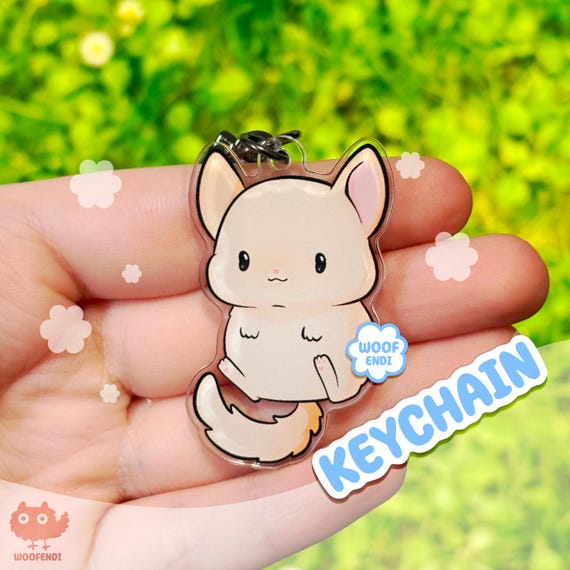 TOV Goldbar Chinchilla Keychain – Cute Acrylic Rodent Gift by