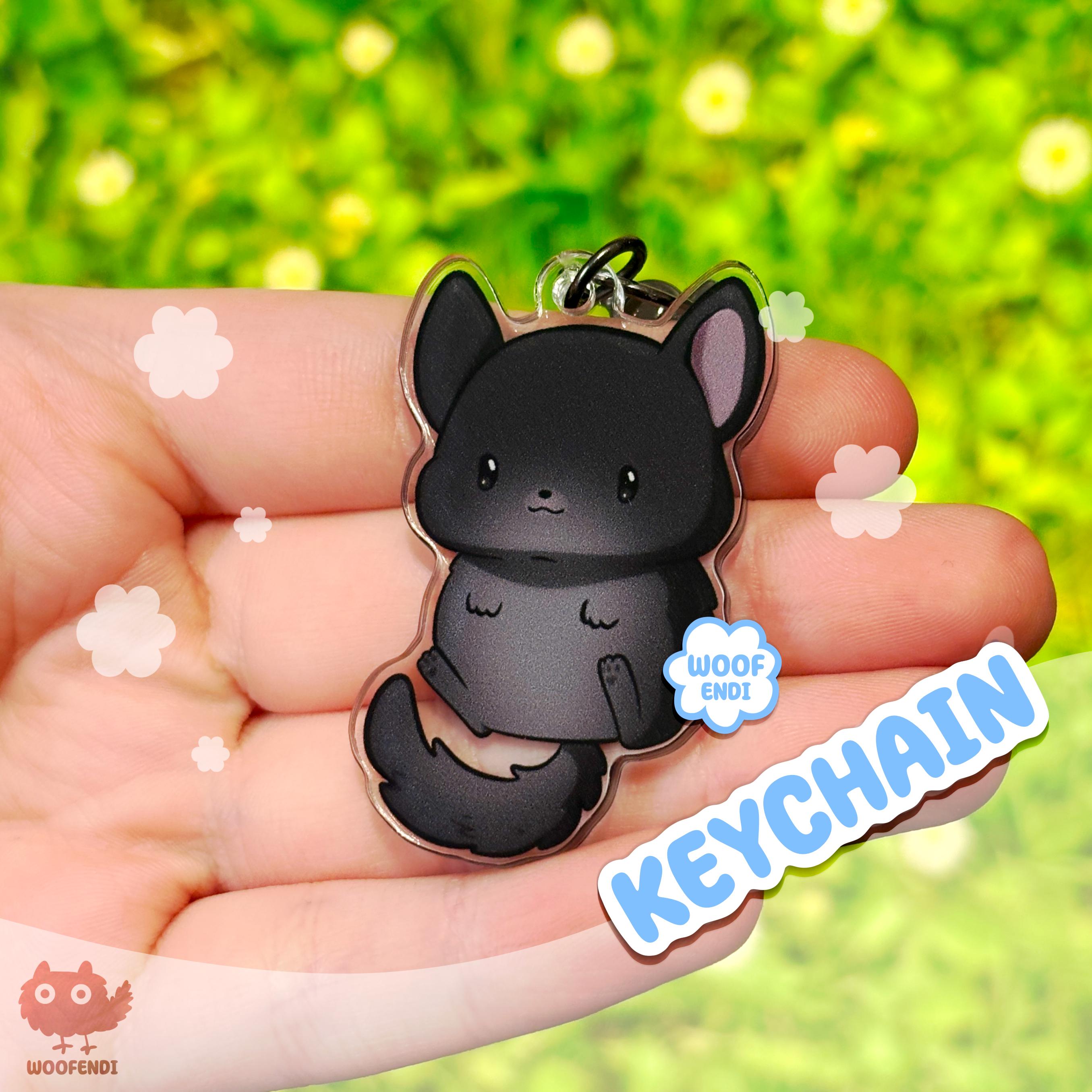 Black Velvet (TOV) Chinchilla Keychain – Cute Acrylic Rodent Gift
