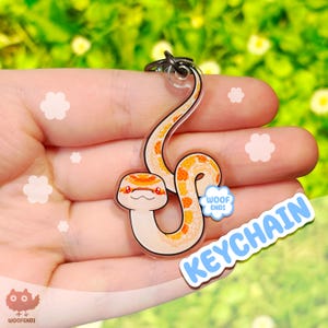 Corn Snake Keychain – Cute Acrylic Reptile Gift by Woofendi