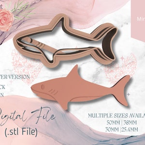 Summer Shark Shape Clay Cutter • Fondant Cutter • Cookie Cutter | Digital STL File | Downloadable File For 3D Printing | 4 Sizes