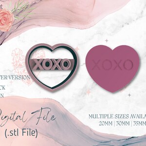Heart XOXO Shape Clay Cutter • Fondant Cutter • Cookie Cutter | Digital STL File | Downloadable File For 3D Printing | 3 Sizes
