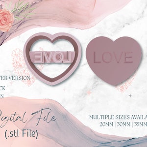 Heart Love Shape Clay Cutter • Fondant Cutter • Cookie Cutter | Digital STL File | Downloadable File For 3D Printing | 3 Sizes