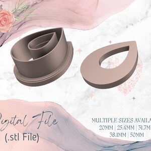 May include: A digital file for a 3D printed leaf-shaped cookie cutter. The cutter is available in multiple sizes: 20mm, 25.4mm, 31.7mm, 38.1mm, and 50mm.