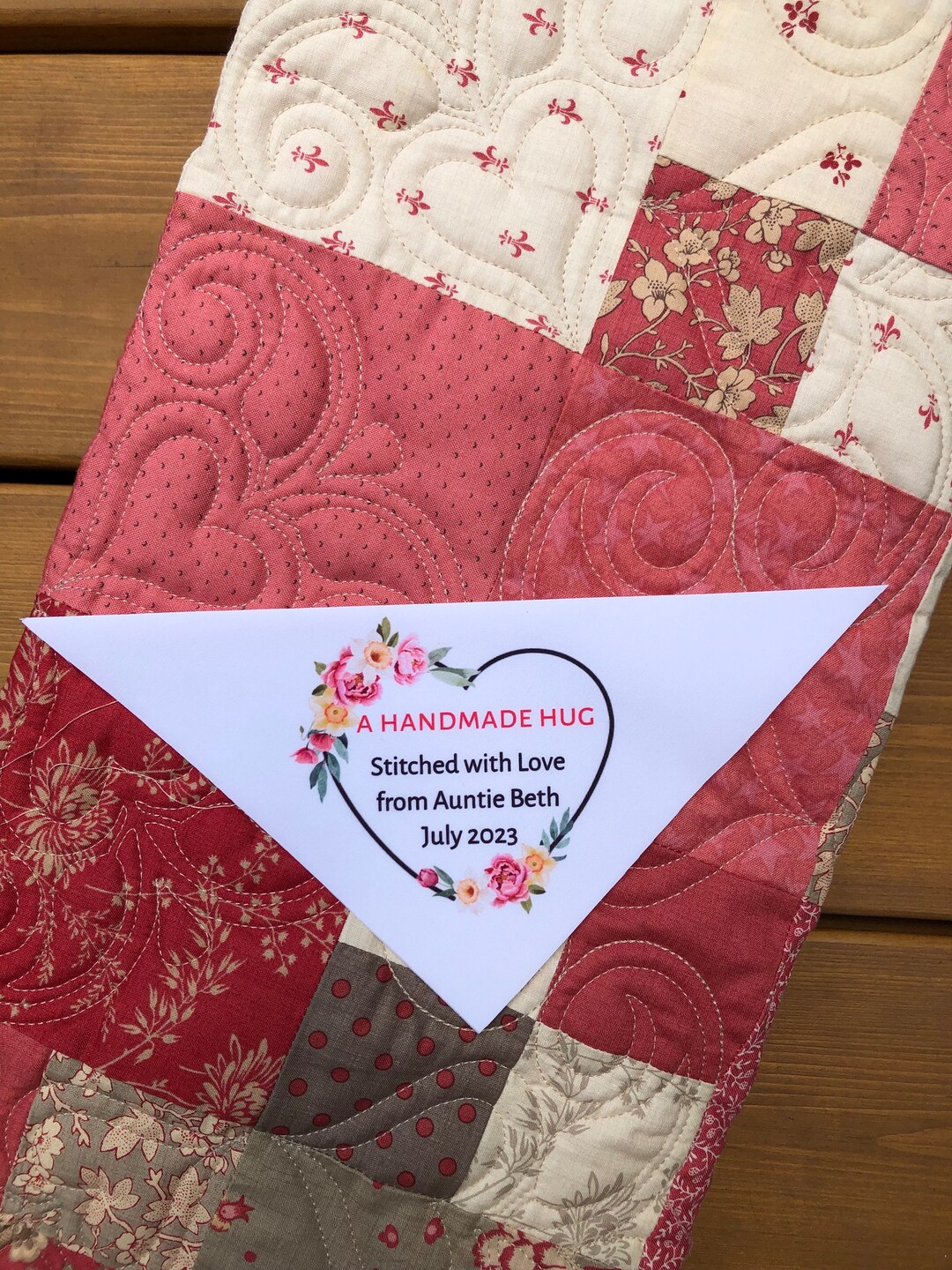 Personalized Corner Quilt Labelfloral Heart Frames Etsy