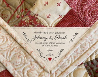 Wedding Quilt Label/ - Personalized Sew-In label
