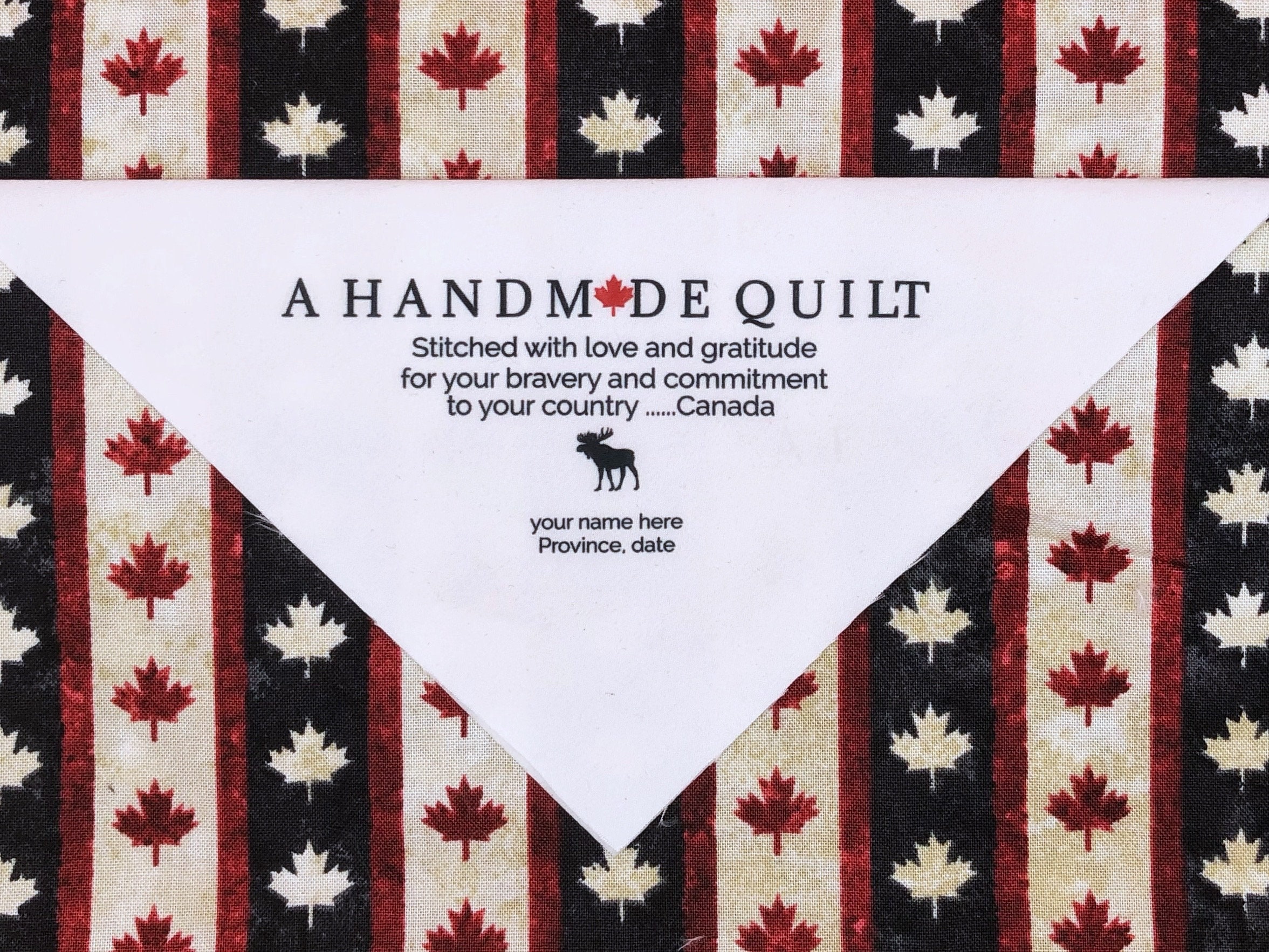 Quilt of Valor Label , Canadian Custom Corner Quit Label Etsy