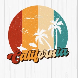 Summer California Svg Png, Retro Summer Svg Cricut File, Groovy Summer Clipart Png Sublimation Designs, Summer Beach Vacation Svg Files