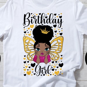 Birthday Black Girl Svg Png, Litlle Black Girl Birthday Svg, Melanin Afro Black Princess, African American Girl Wings Svg Cricut Clipart Svg