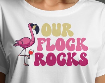 Flamingo Svg, Our Flock Rocks Svg Cricut, Funny Flamingo Png Sublimation Designs, Flamingo Vacation Svg Files for Cricut