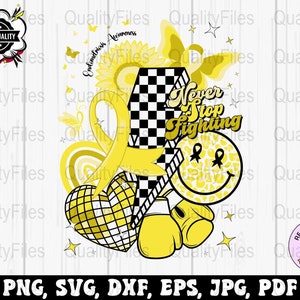 Retro Endometriosis Awareness Svg Png, Never Stop Fighting Svg Cricut, Support Endometriosis Awareness Warrior Png Sublimation Design
