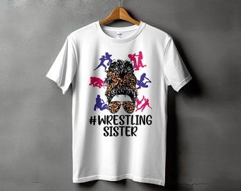 Sister Wrestling Svg Png, Wrestler Svg, Messy Bun Wrestling Sister Svg, Svg Cricut Png Sublimation Designs
