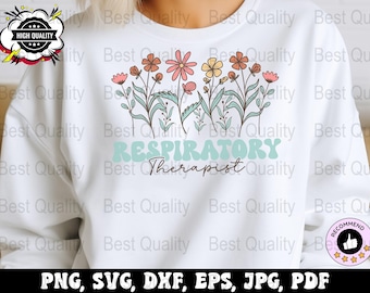 Respiratory Therapy Svg Png, RT therapist Floral Svg, Respiratory Therapist Svg Cricut, RRT Png Sublimation Designs