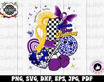 Retro Bladder Cancer Awareness Svg Png, Never Stop Fighting Svg Cricut, Support Bladder Cancer Awareness Warrior Png Sublimation Design