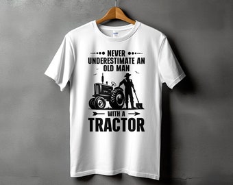 Vecchio con un trattore Svg Png, Farmer Svg Cricut, Farm Svg, Disegni di sublimazione Png agricoli
