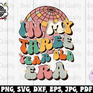 Threenager Svg Png, In mijn drie jaar oude tijdperk Svg, 3e verjaardag Svg Cricut, derde verjaardag Png sublimatie ontwerpen, drie jaar oude verjaardag