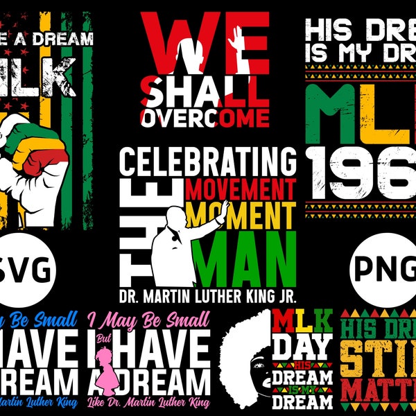 MLK Day Svg Png Bundle, Martin Luther King Svg, MLK Day Png, Black History Month Svg, Martin Luther King Png, African American Sublimation