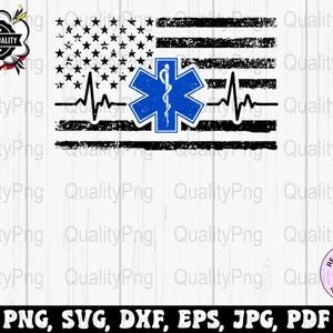 Paramedic Svg Png, Heartbeat Medical EMT Paramedic Flag Png, Ems Svg Cricut, Emt Png Sublimation Designs