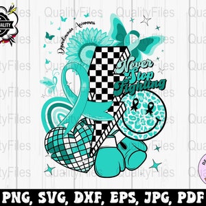 Retro Dysautonomia Awareness Svg Png, Never Stop Fighting Svg Cricut, Support Dysautonomia Awareness Warrior Png Sublimation Design