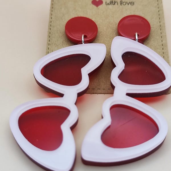 Pair of Acrylic Earrings Pop Art Glasses Lovers Trend Gift for Her Retro