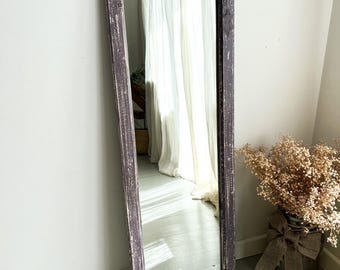 Mirror in a old window wooden lilac white frame unique shabby chic farmhouse country handcrafted reclaimed frame textured big mirror MFW