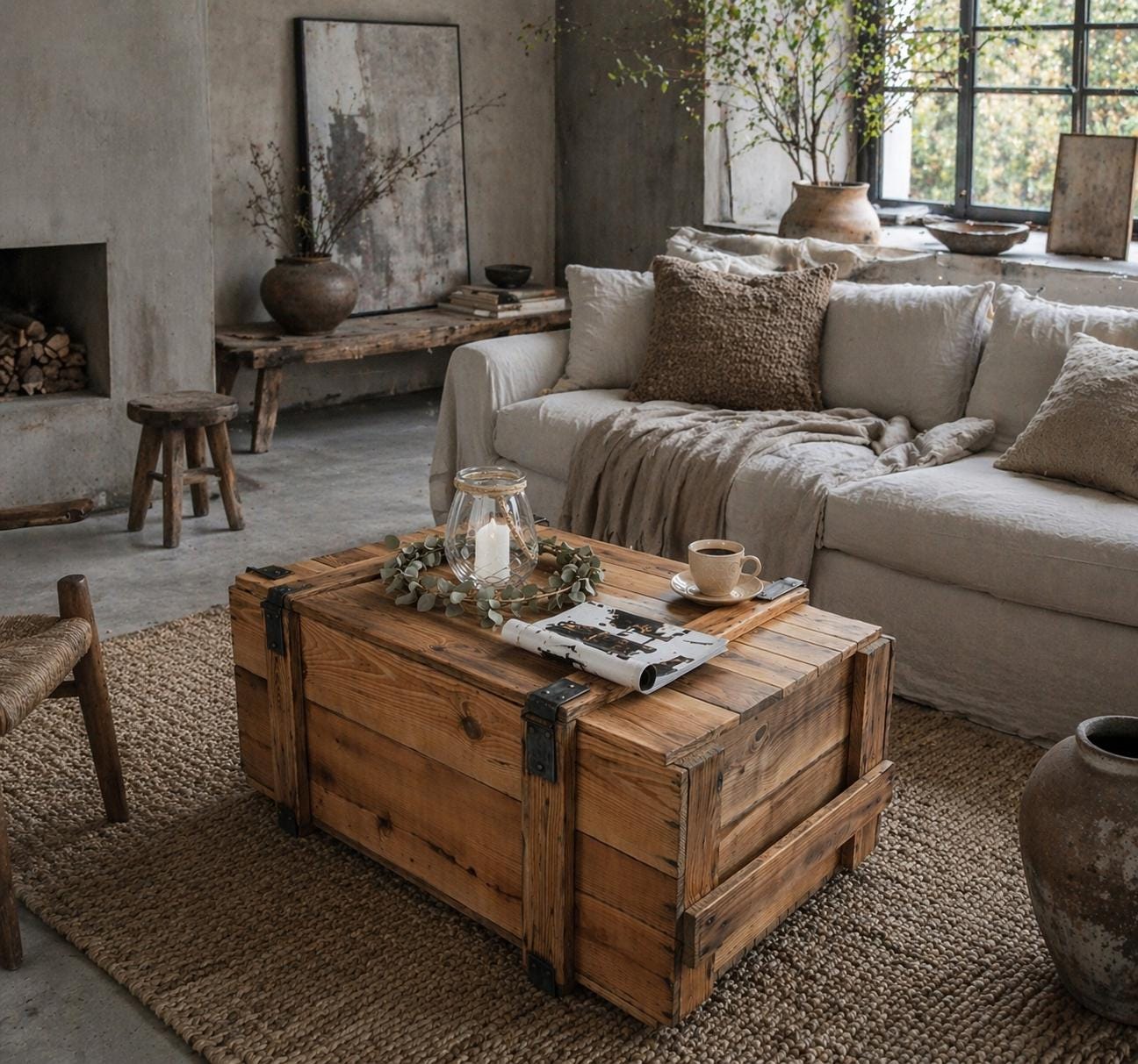 Vintage Military Chest Coffee Table Reclaimed Wood Trunk Coffee