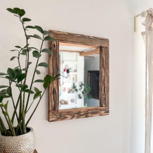 Rustic Mirror With Reclaimed Wood Frame – Handmade Square Wall