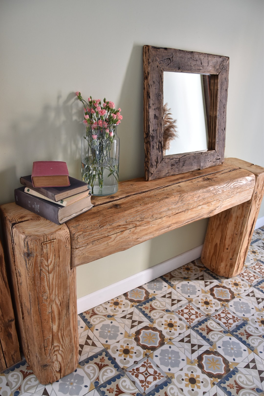 Old Beam Console Table. Unique Wood Rustic Style Table, Loft Organic ...