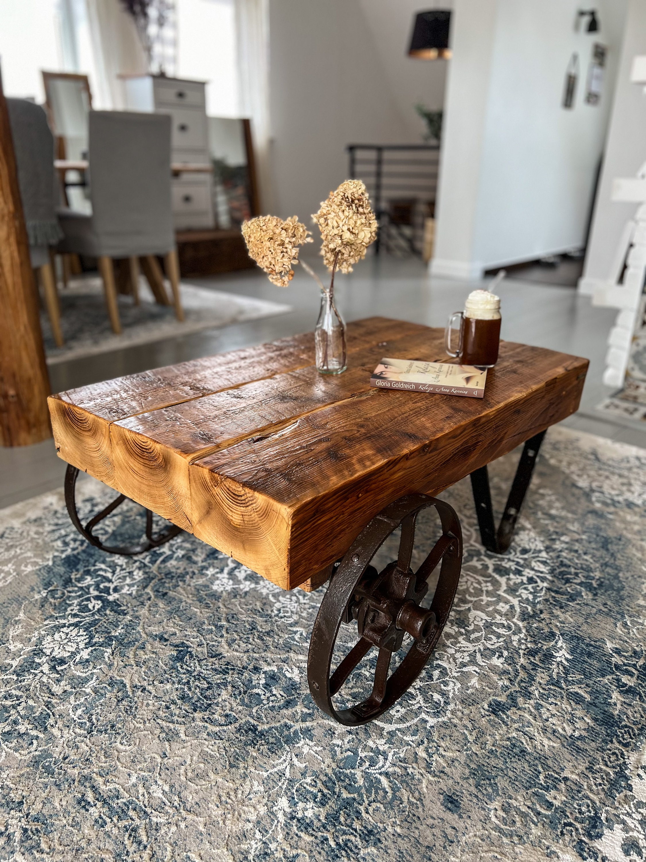 Coffee Table Made of an Old Industrial Cart Top Made of Old Wood, Recycled  Boards, Industrial Loft, Modern Farm House Style Unique Wood MFW - Etsy, image size:2250x3000