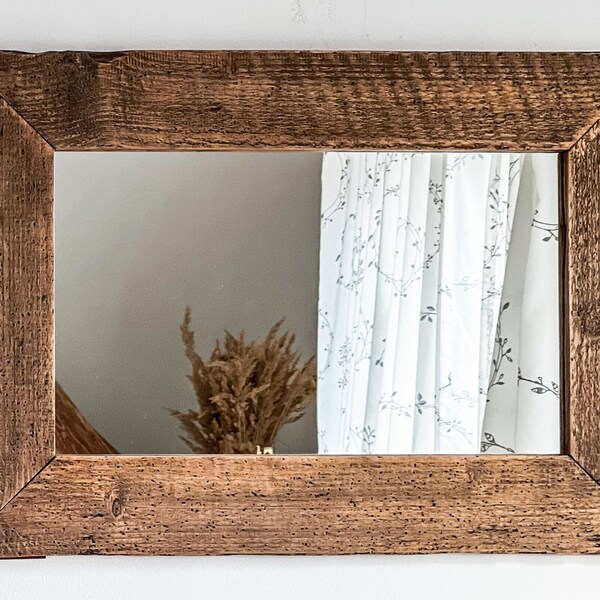 Miroir dans un vieux cadre en bois récupéré bois unique ferme rustique bohostyle petit miroir pays chaud naturel sombre cadre large MFW design