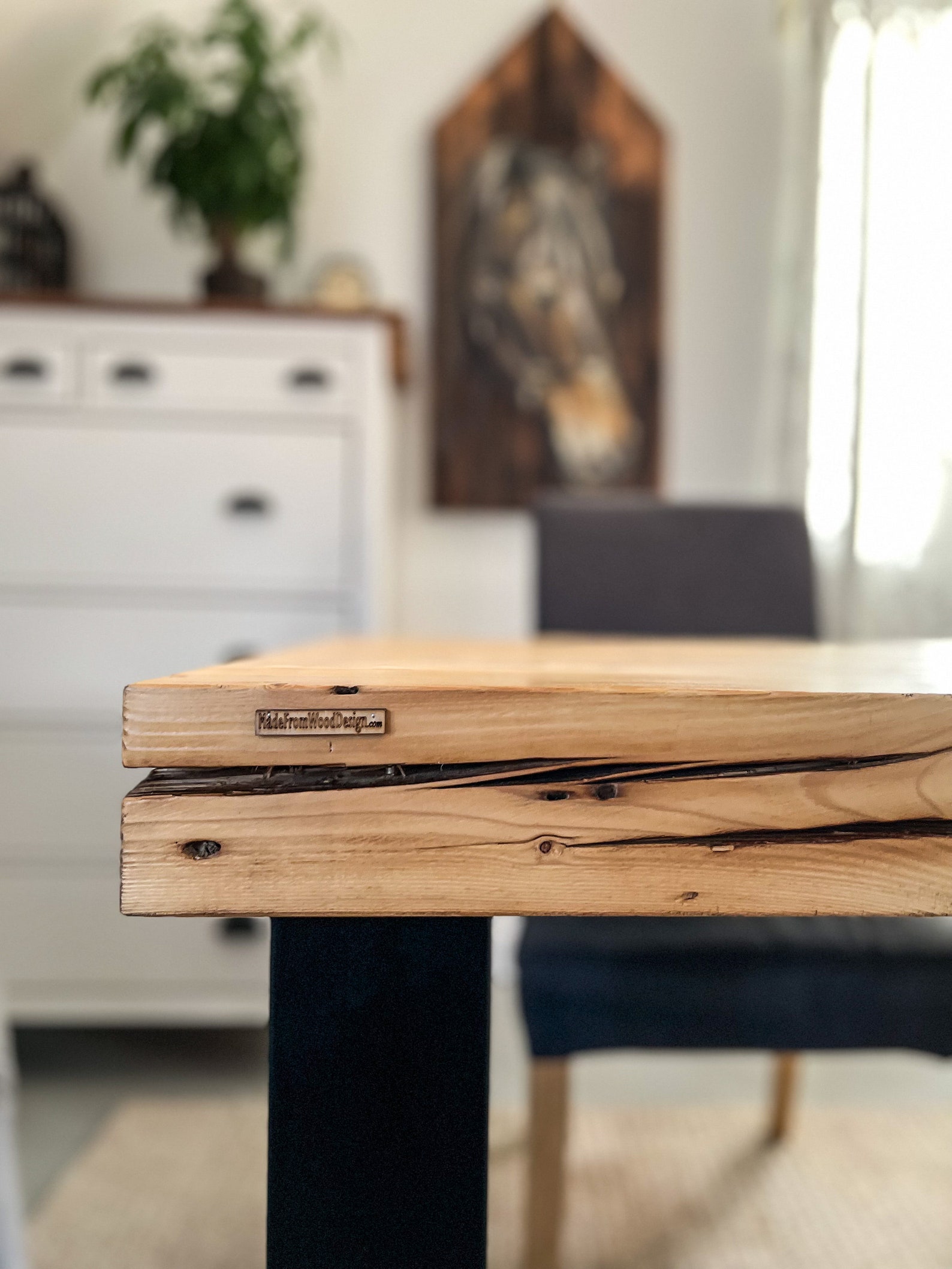 Old Beams Dining Table Black Legs Rustic Style Loft Organic Barn Wood ...