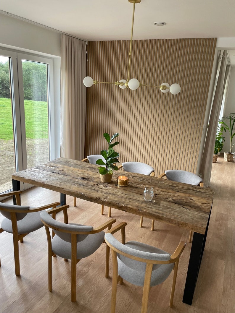 Old Beams Dining Table Black Legs Rustic Style Organic Barn Wood